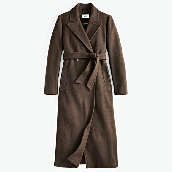 DKNY Jackets & Blazers - DKNY Women's Notched-Collar Double-Breasted Coat Chocolate Size L (MSRP $350)